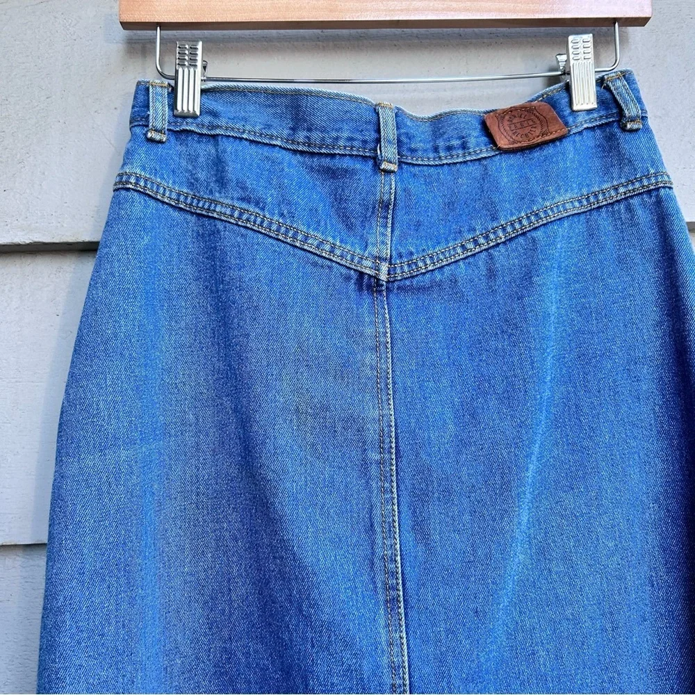 Vintage Daniel Hechter Denim Skirt 90s 100% Cotton Maxi Made in Canada Size 27